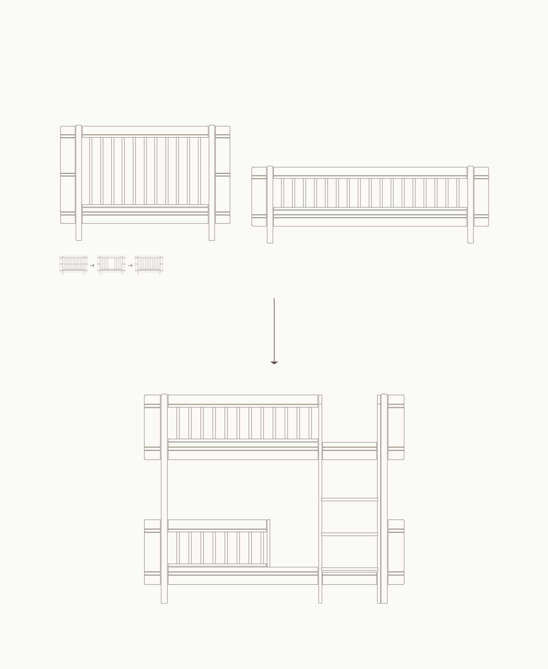 Mini+ cot bed & Mini+ junior bed to low bunk bed