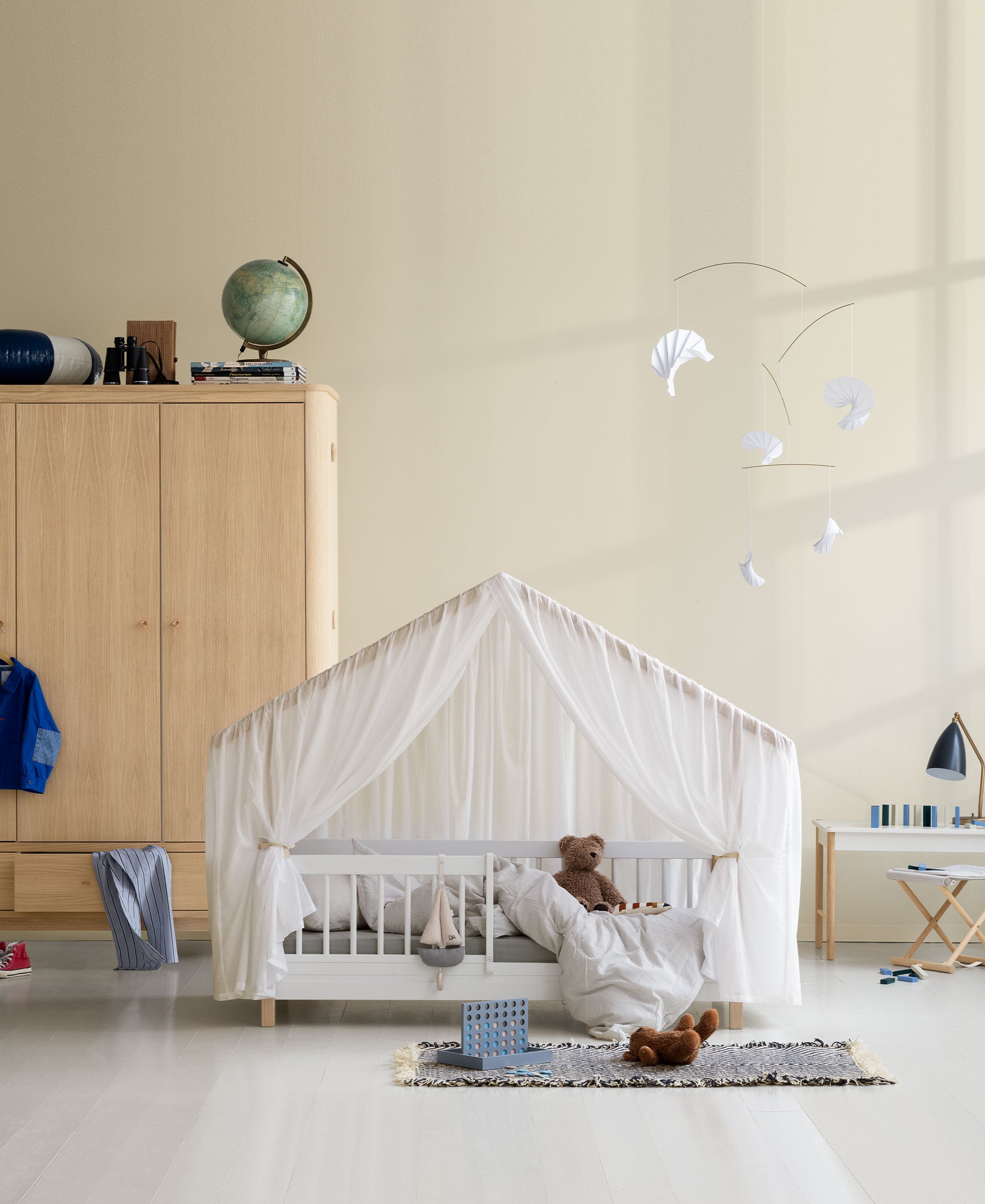 Wood Mini+ house bed tent, transparent white