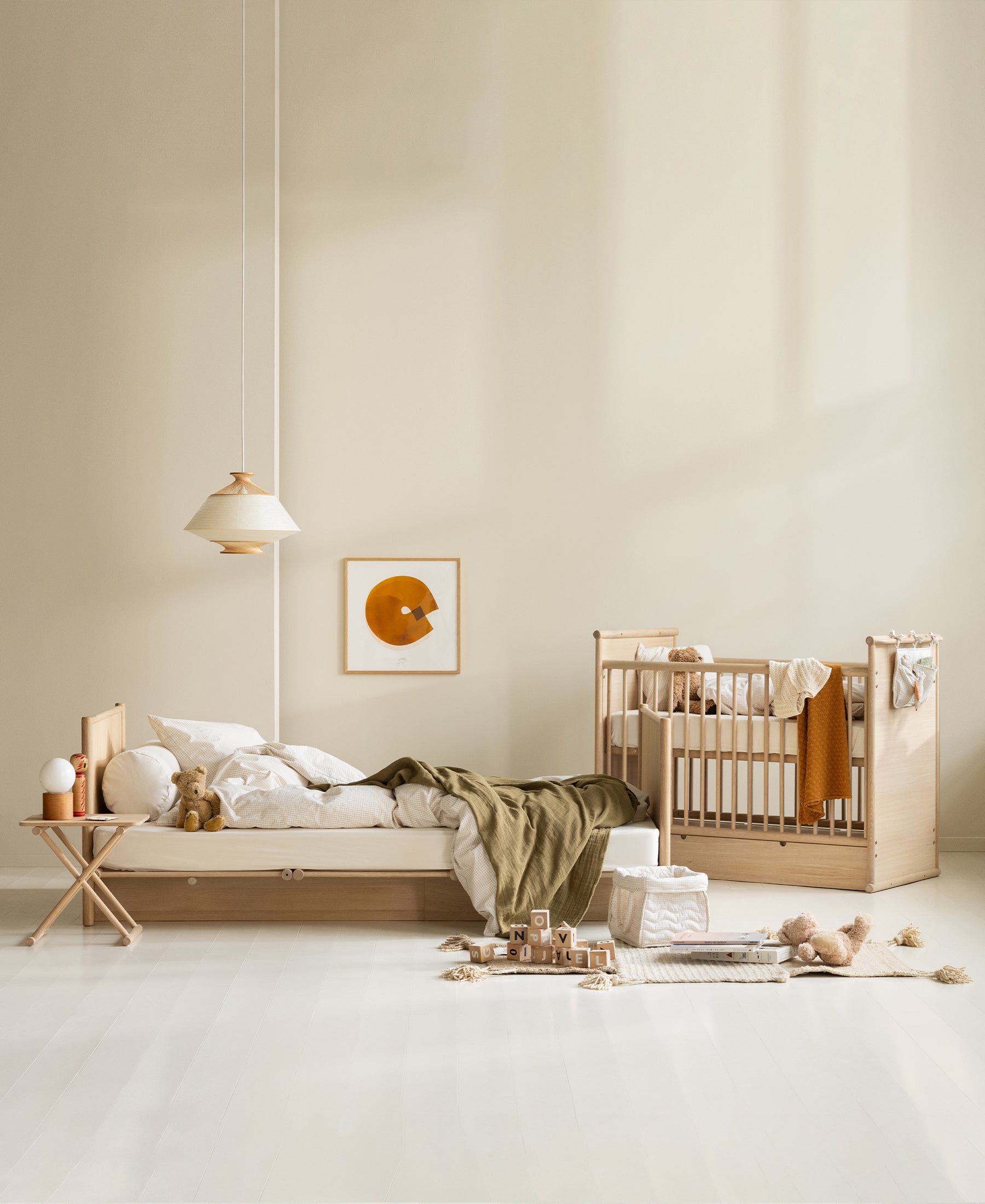 Camp Novel cot bed/bed, 60x120/120x200 cm, oak