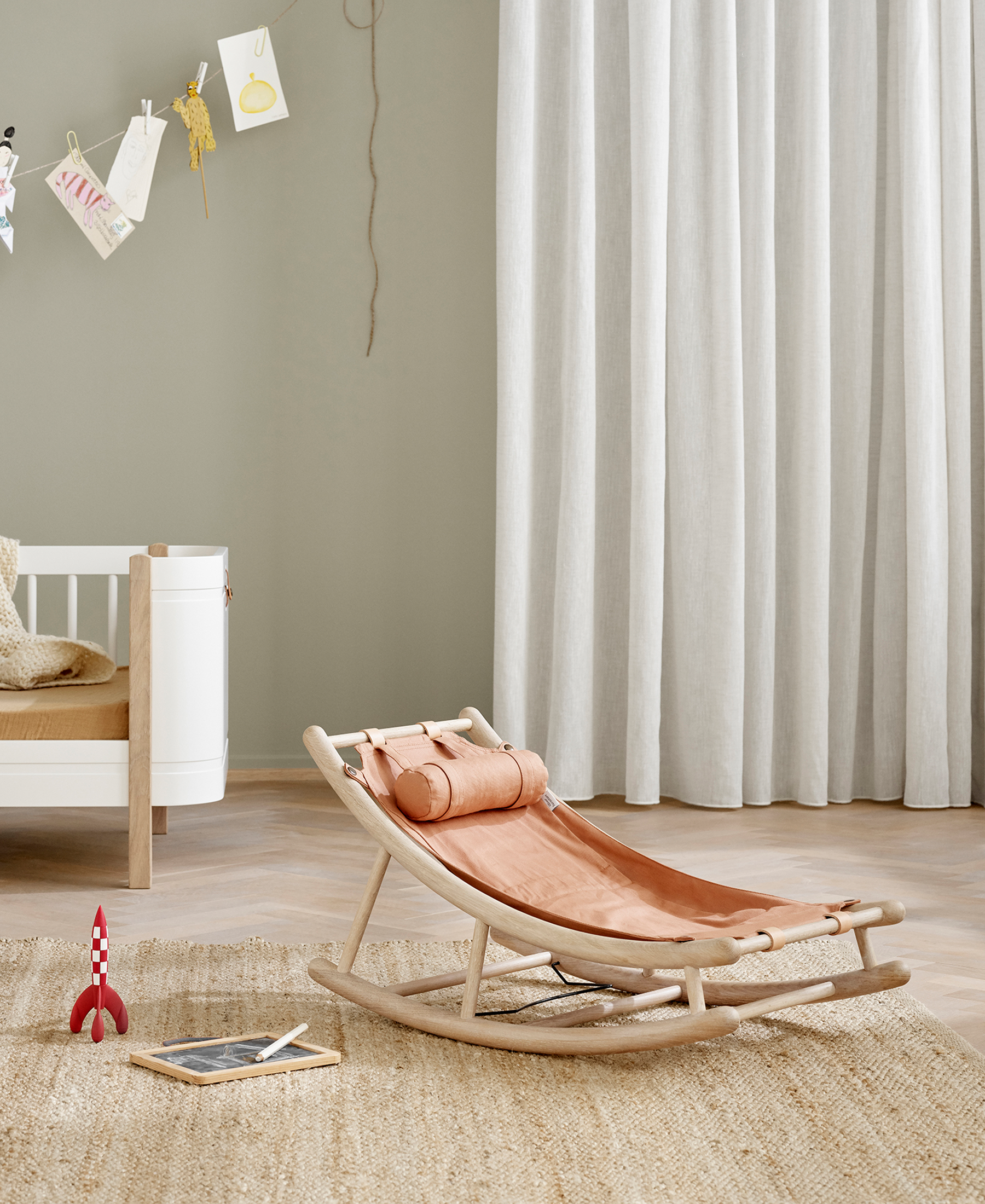 Wood toddler rocker, oak/caramel