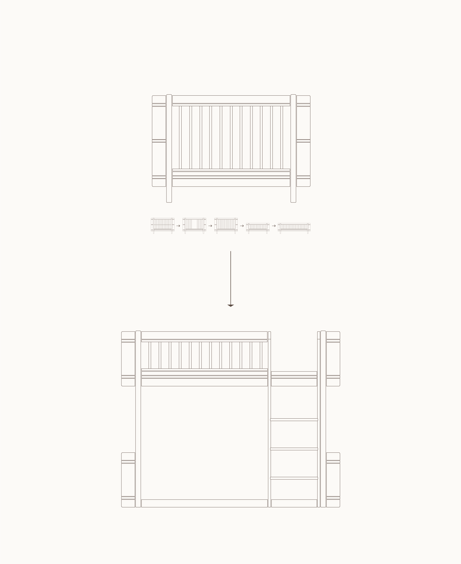 Mini+ cot bed incl. junior kit to low loft bed, oak