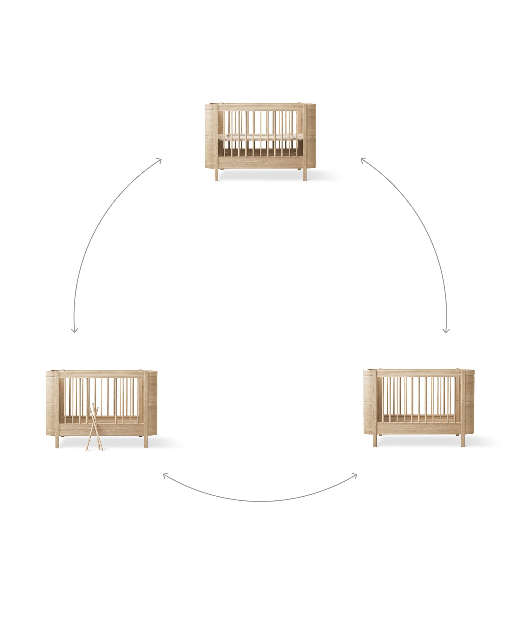 Wood Mini+ cot bed, oak