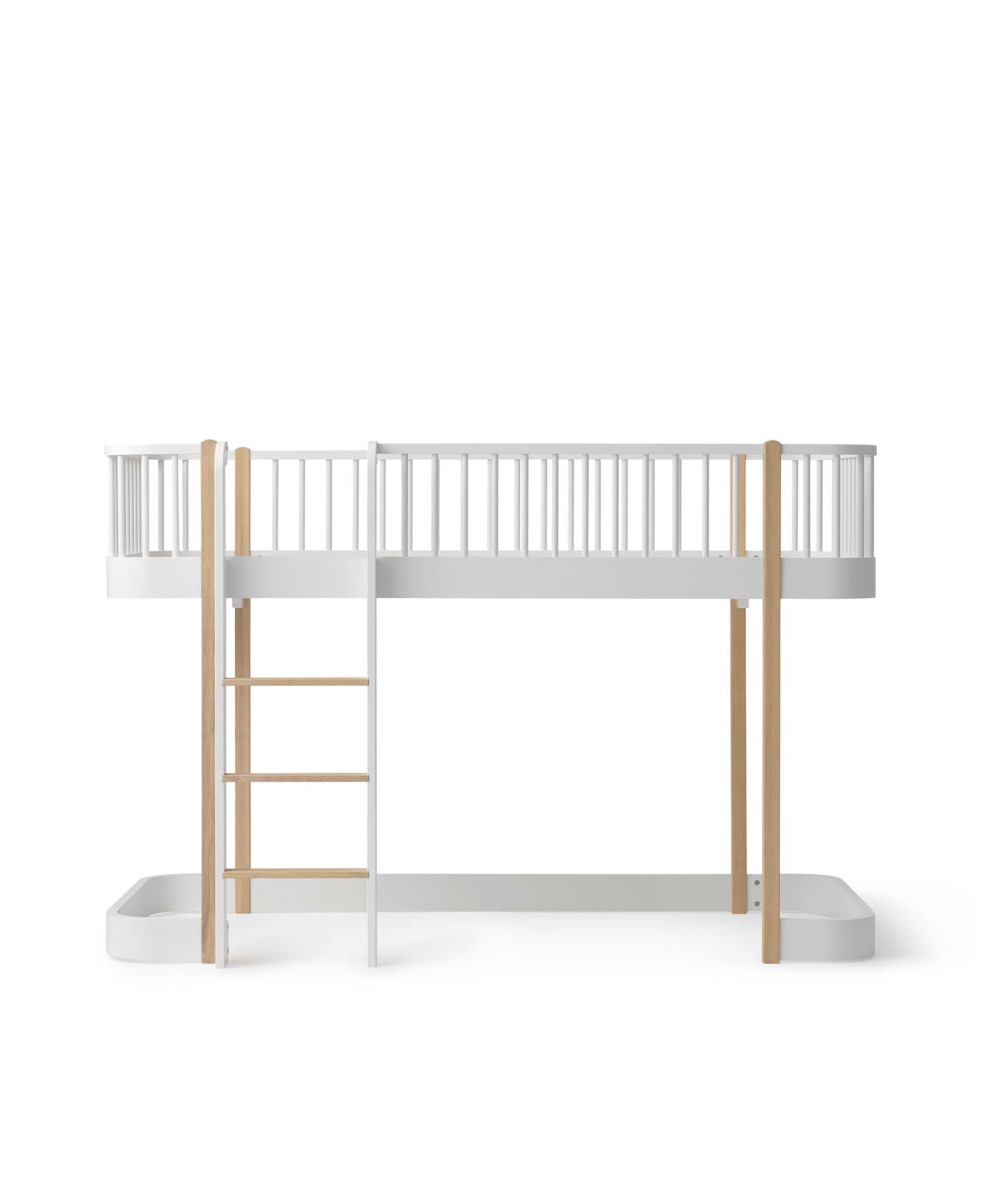 Wood Original low loft bed, white/oak