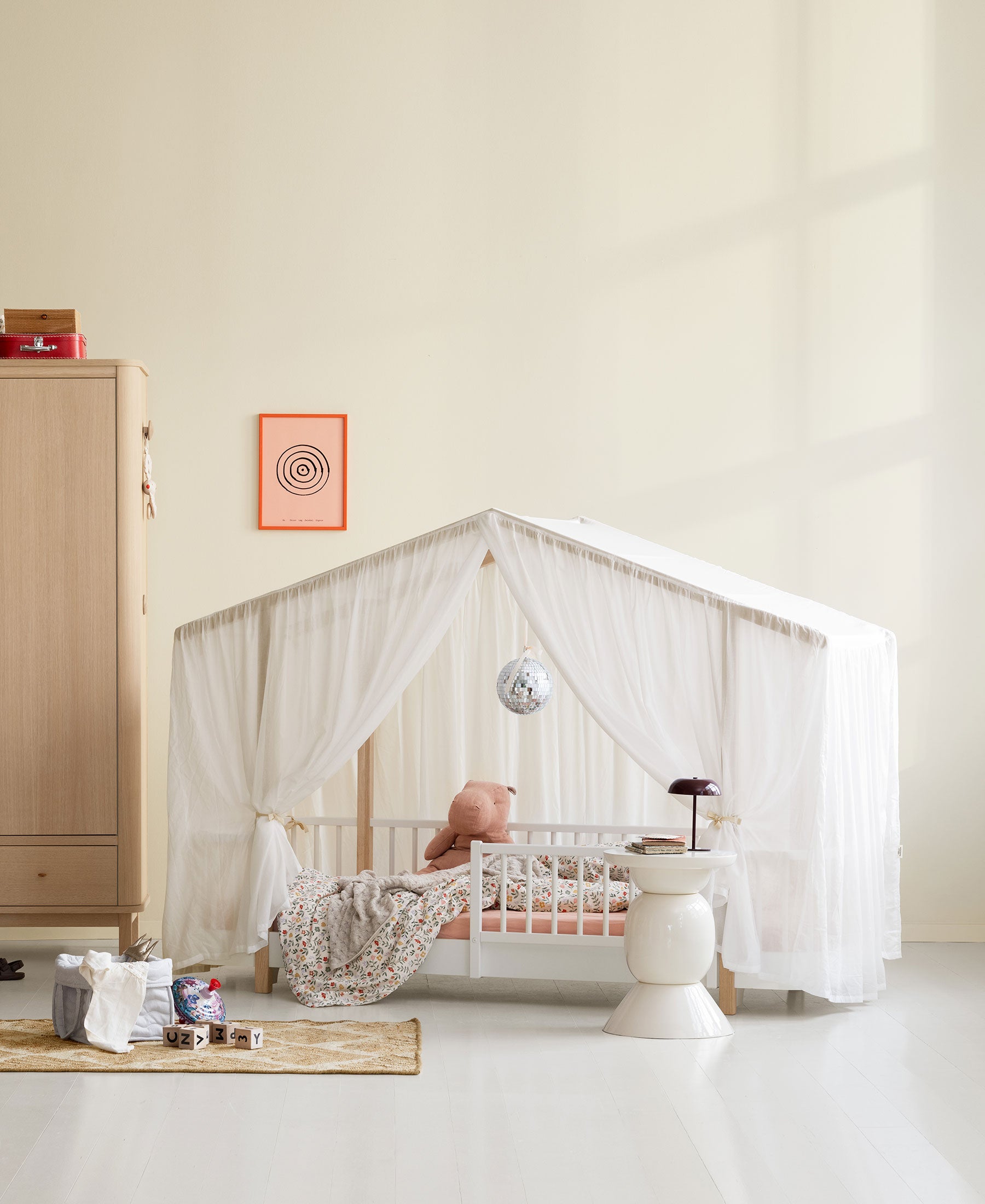 Wood Original house bed tent, transparent white