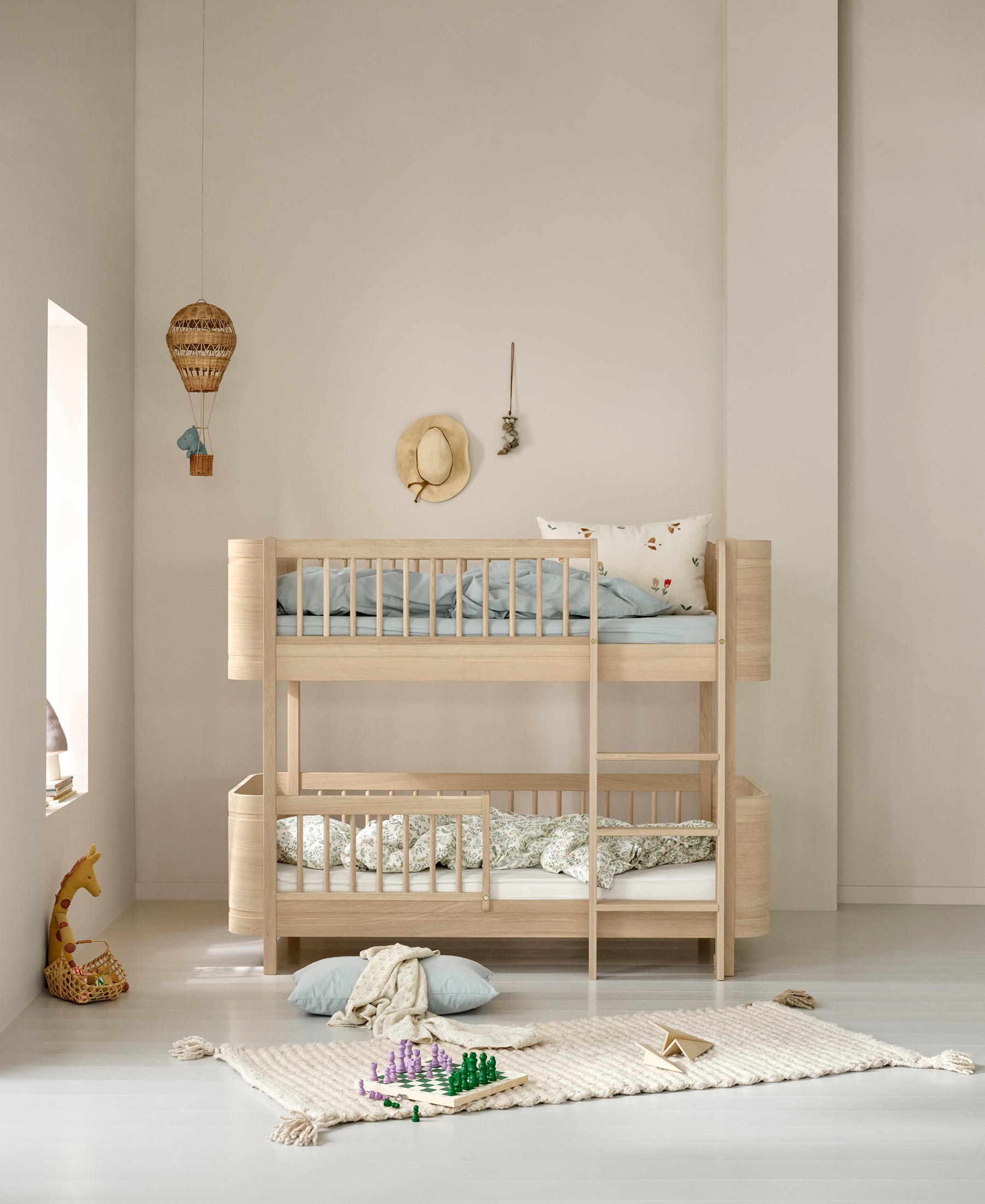 Wood Mini+ low bunk bed, oak