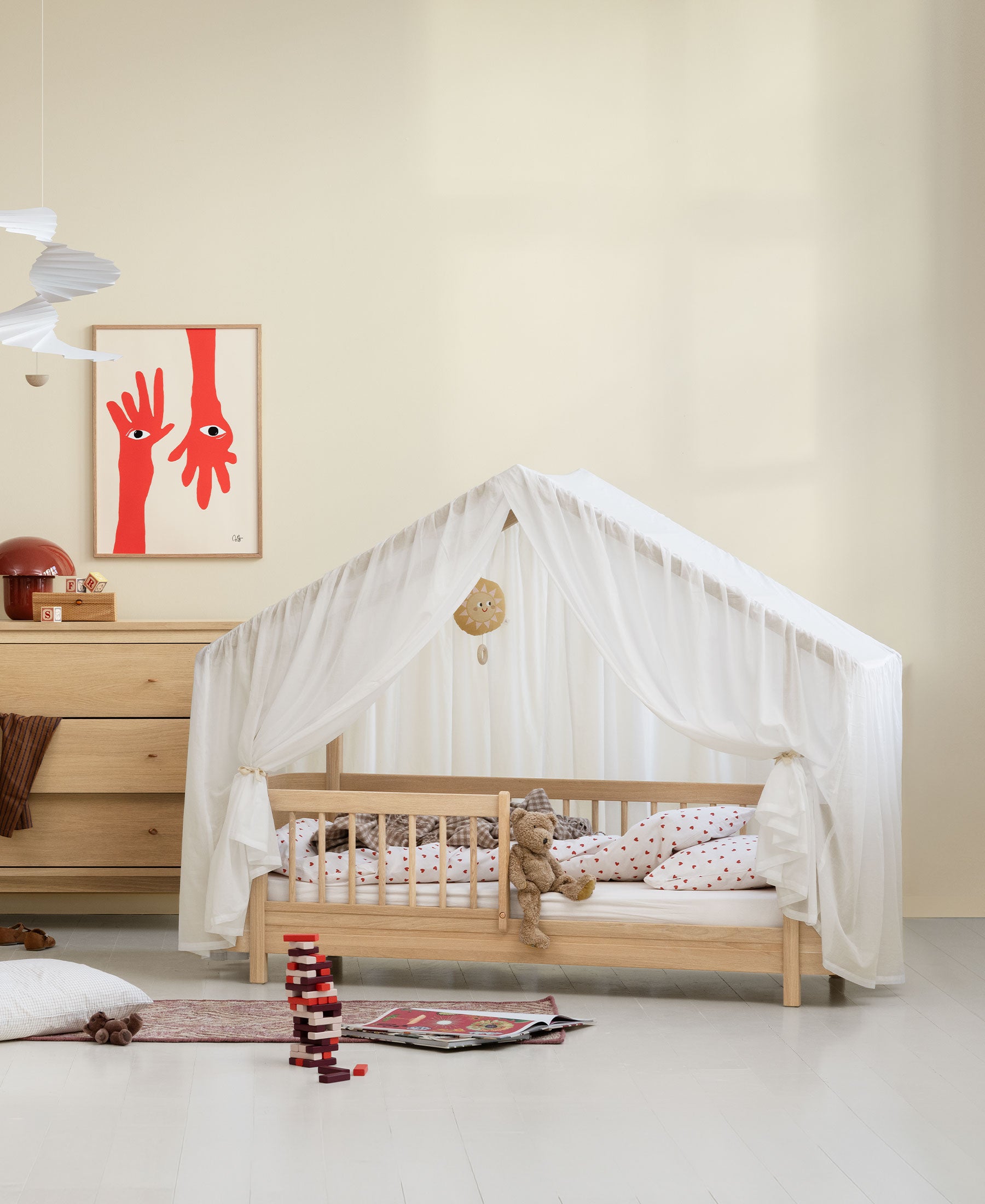 Wood Mini+ house bed tent, transparent white