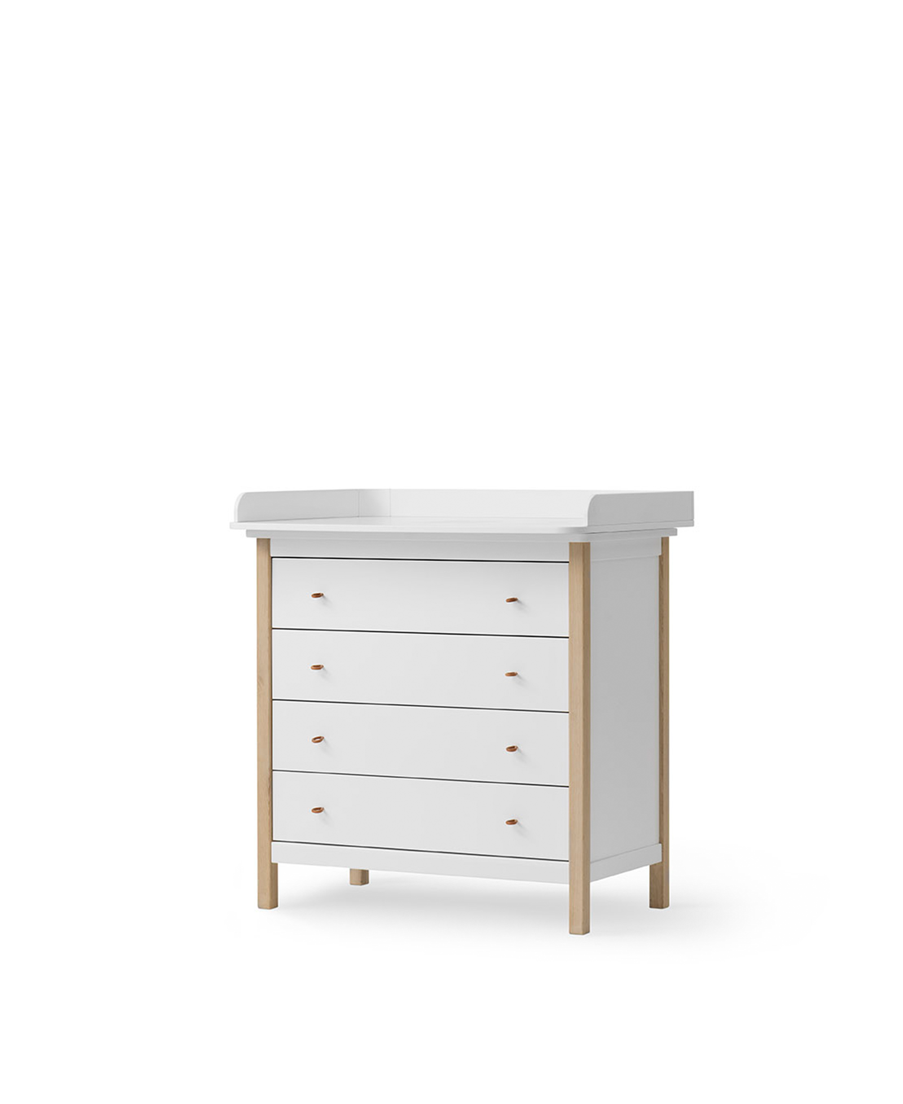 Wood nursery dresser 4 drawers, white/oak