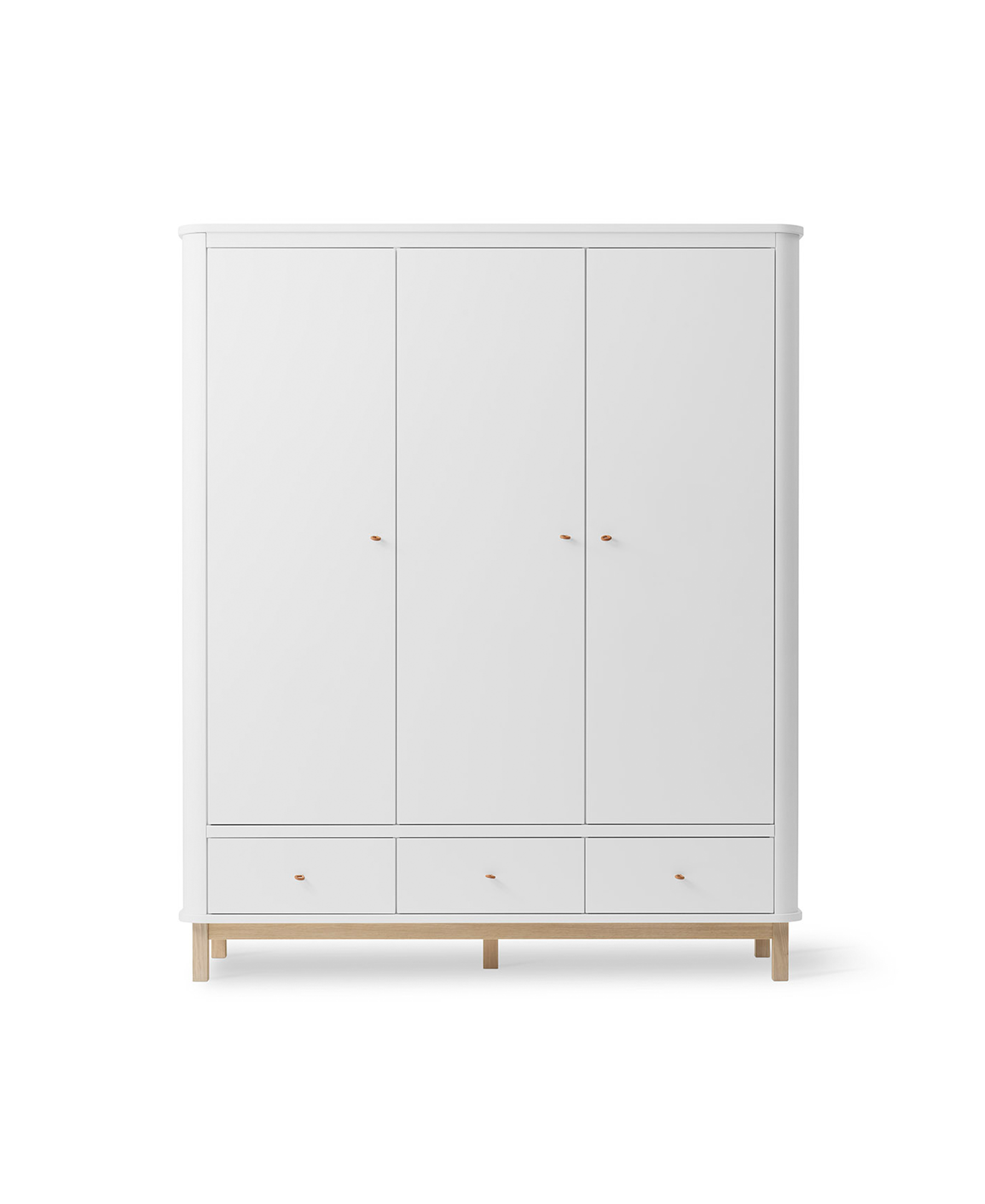 Wood wardrobe 3 doors, white/oak