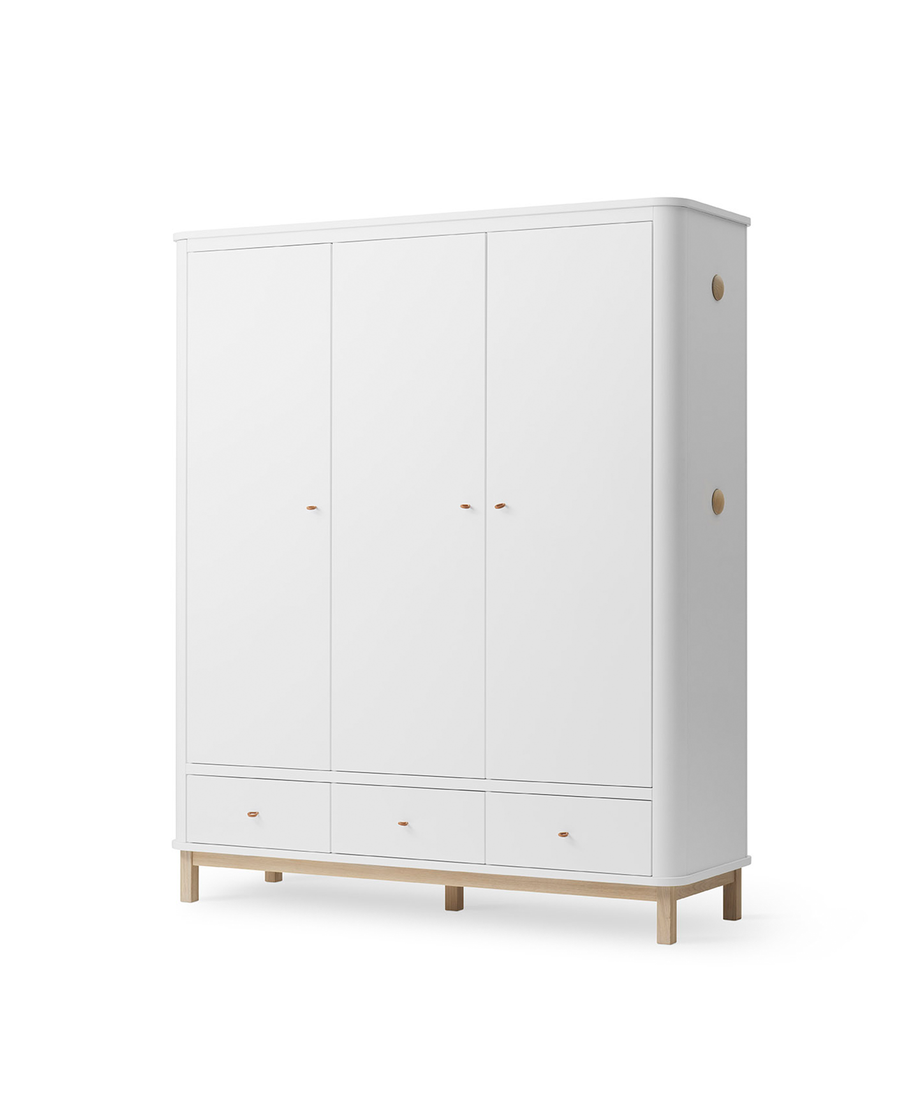 Wood wardrobe 3 doors, white/oak