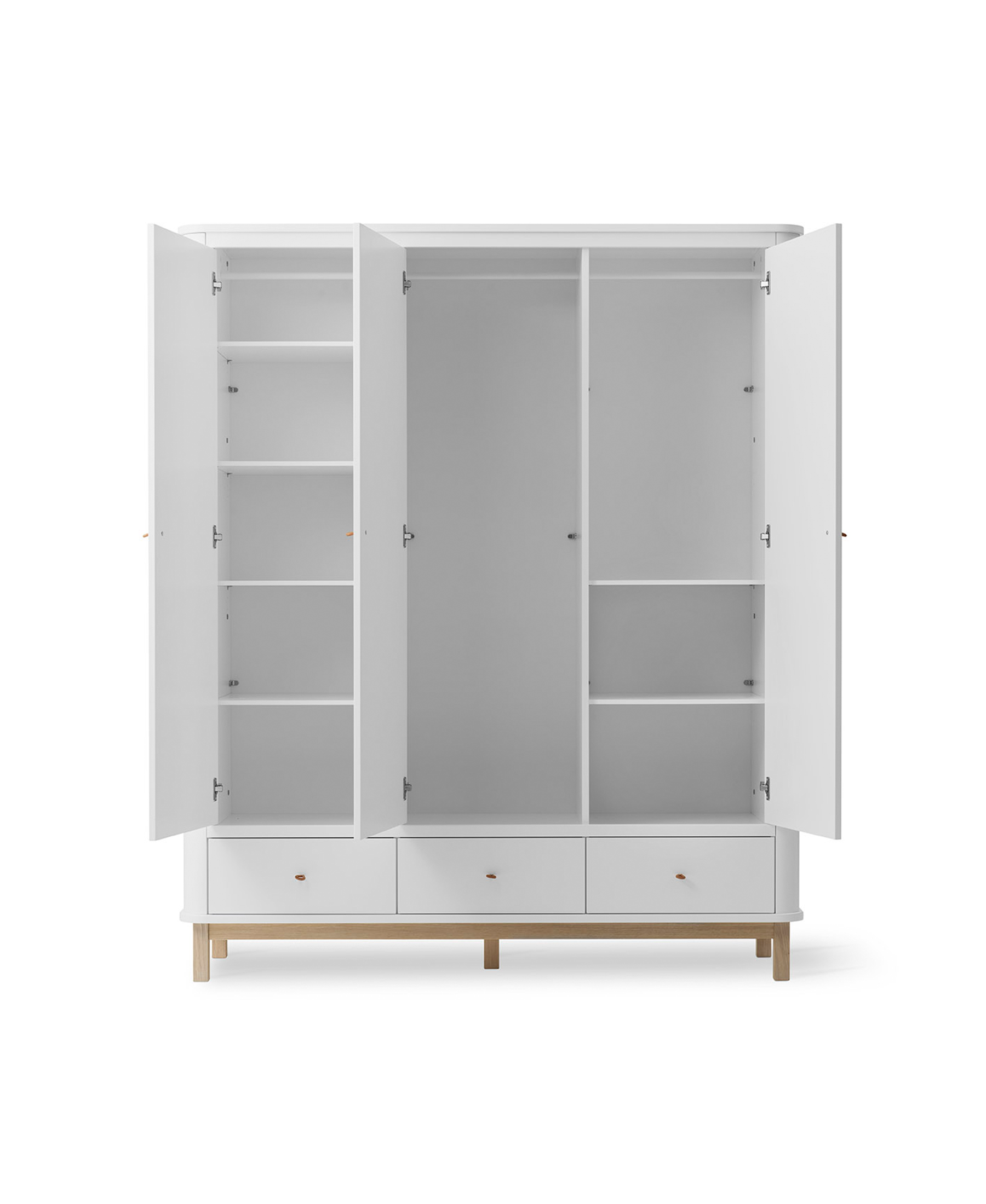 Wood wardrobe 3 doors, white/oak