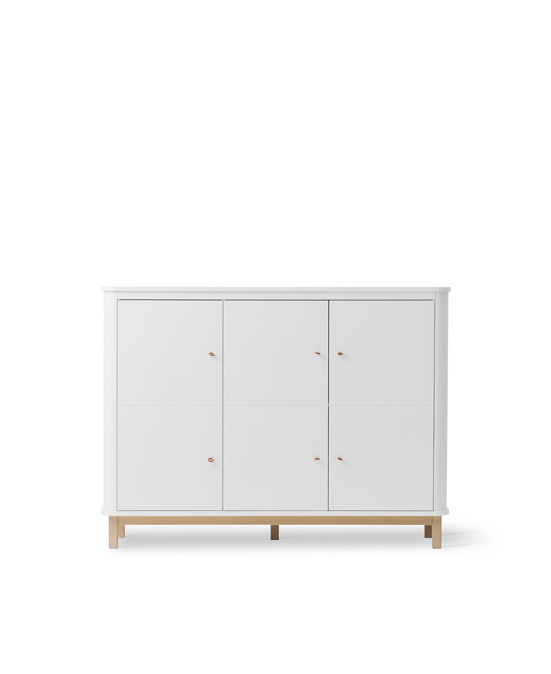 Wood multi cupboard 3 doors, white/oak