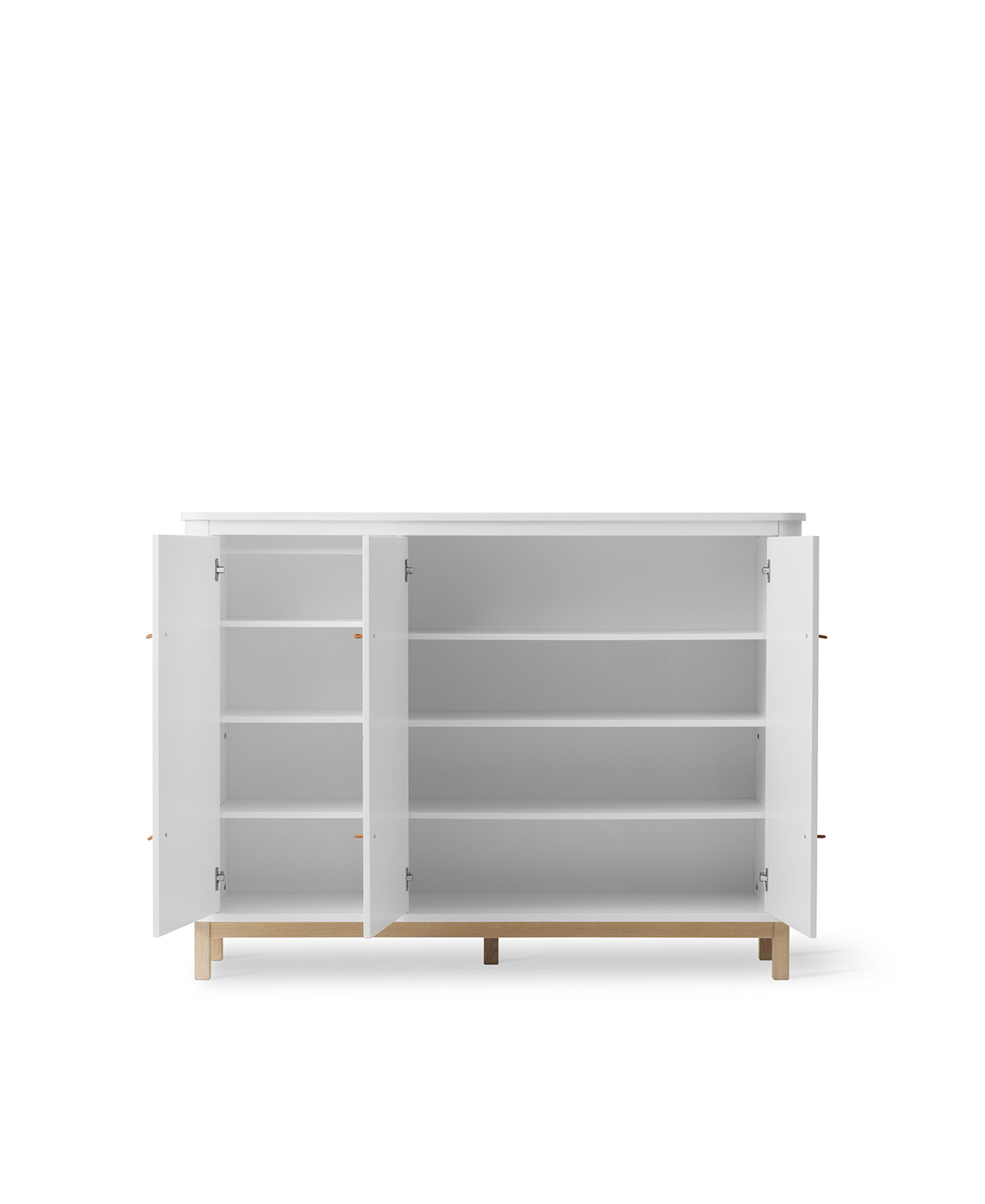 Wood multi cupboard 3 doors, white/oak