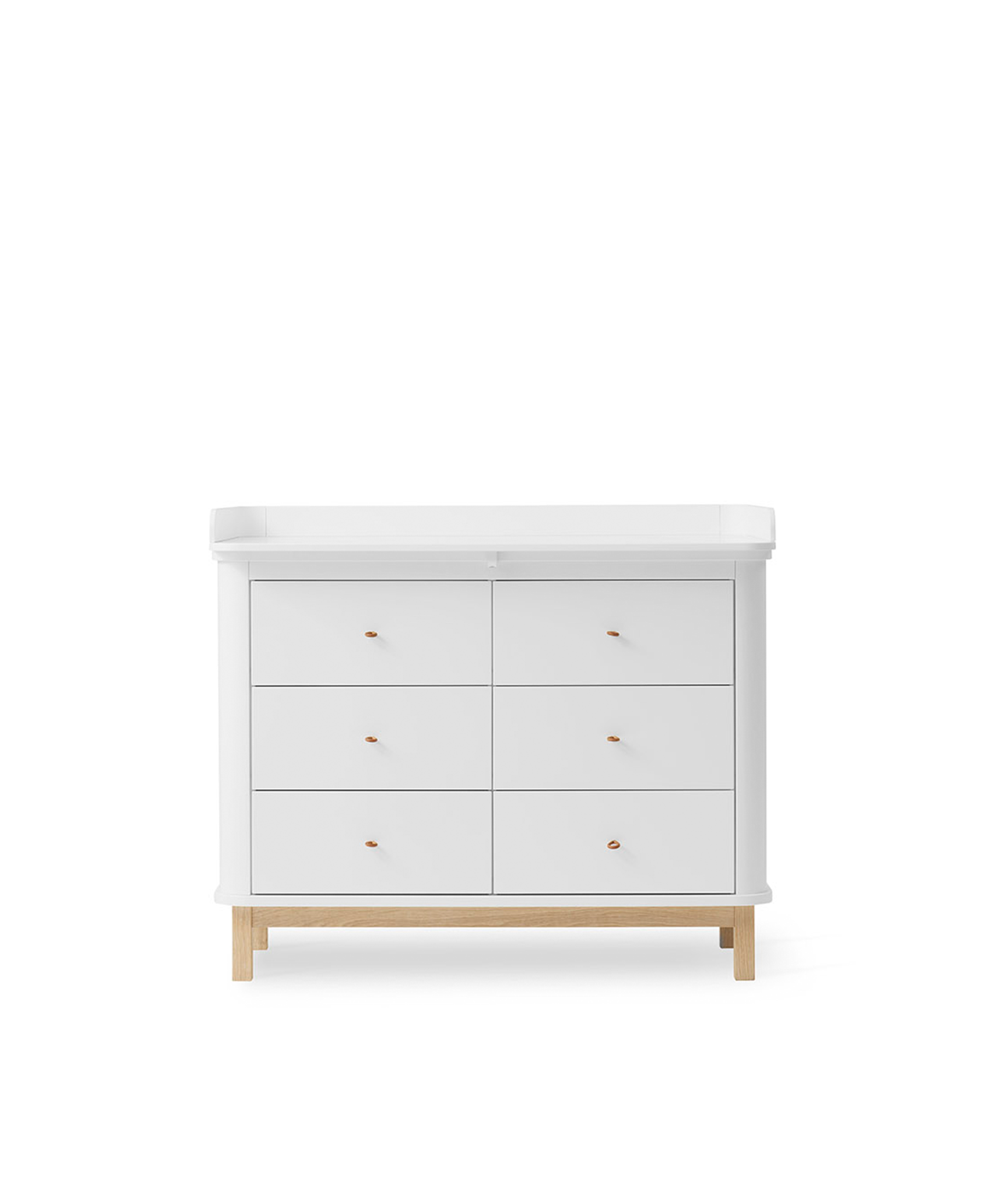 Wood nursery dresser 6 drawers, white/oak