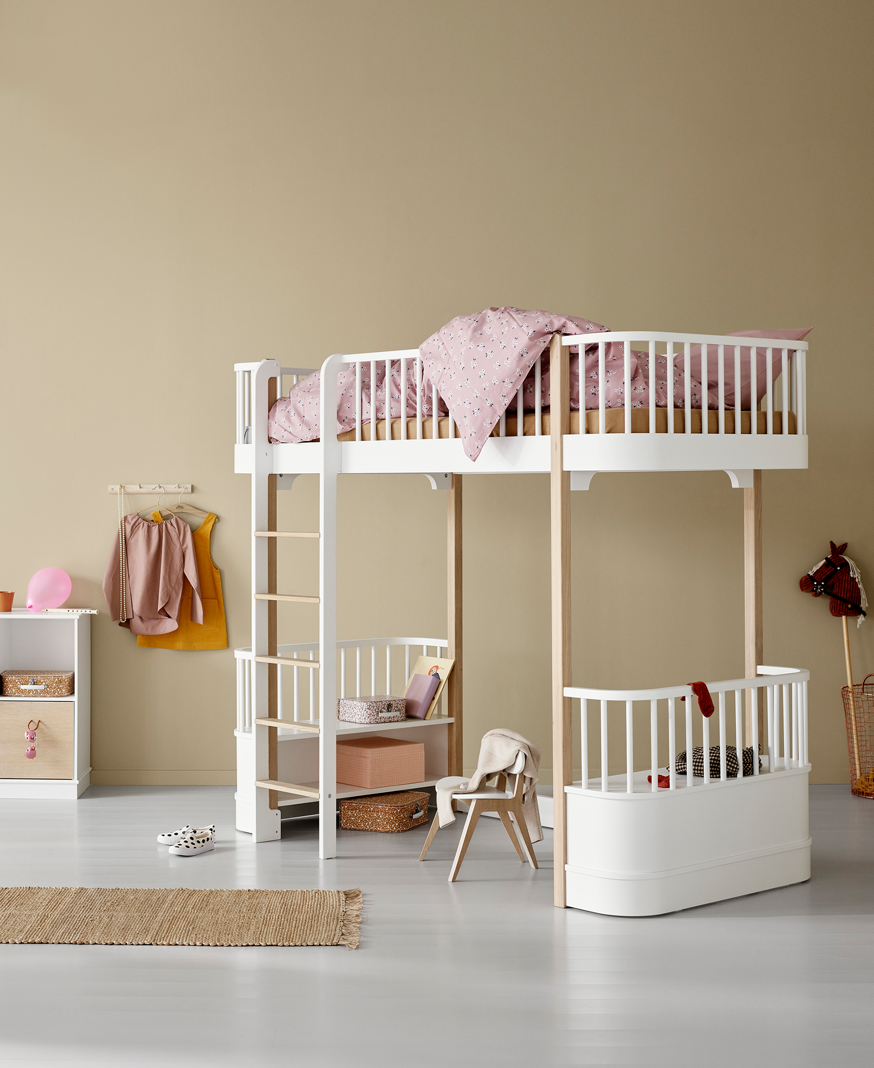 Wood Original loft bed, white/oak