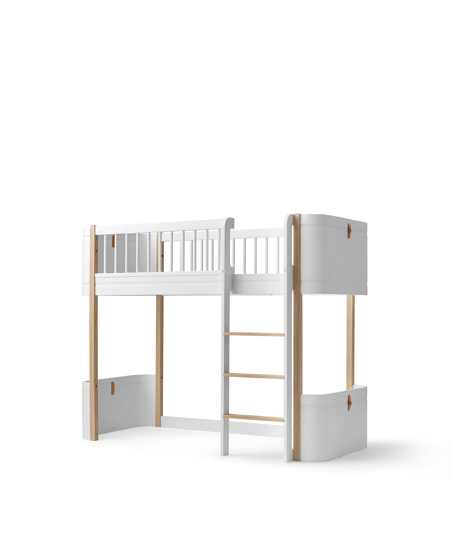 Wood Mini+ low loft bed, white/oak