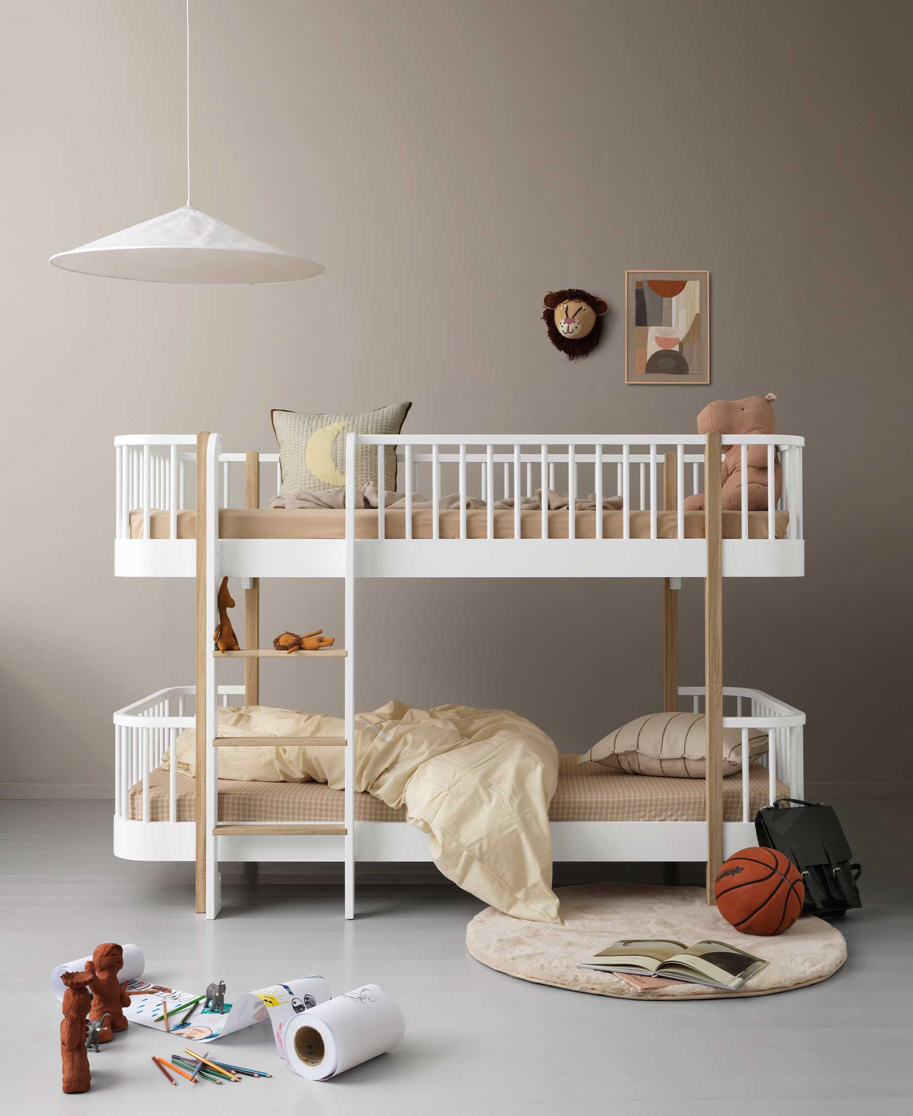 Wood Original low bunk bed, white/oak