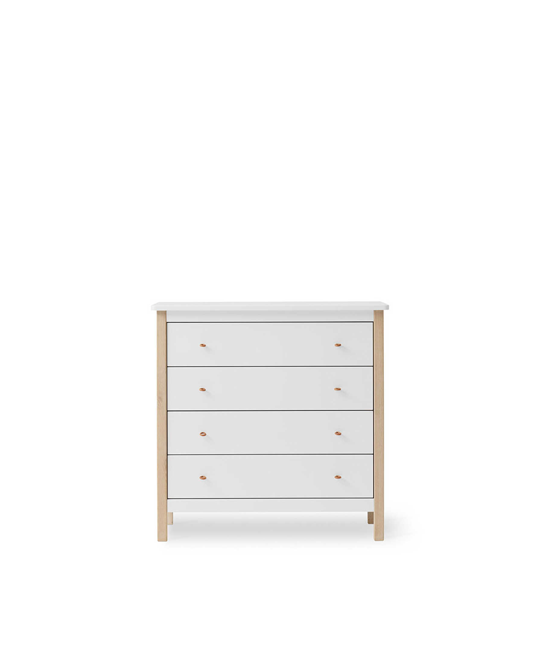 Wood dresser 4 drawers, white/oak